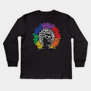 Black Woman Pride LGBT Gay Rainbow Gift Kids Long Sleeve T-Shirt